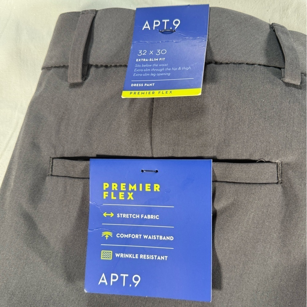 Apt. 9 Premier Flex NWT Men’s  Charcoal Trousers. Size 32x30